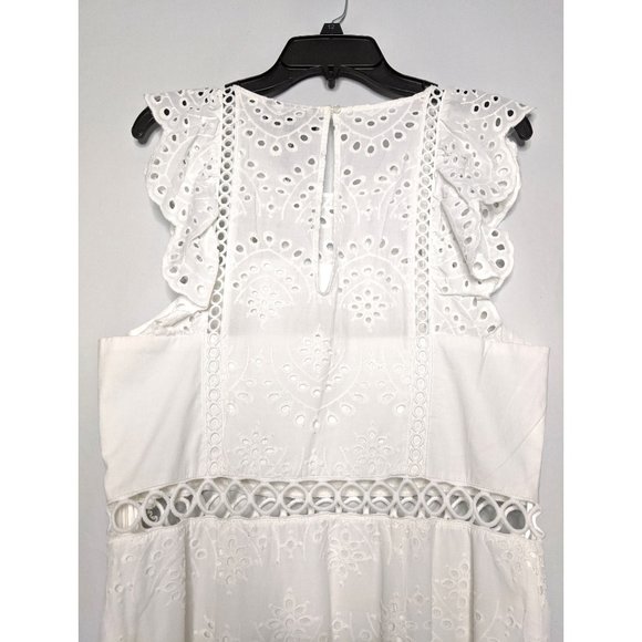 SAM EDELMAN Midi Dress White Lace Eyelet NWT 12 - Picture 9 of 10